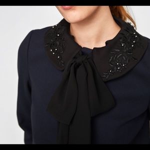 Zara dark blue jacket, embroidered collar